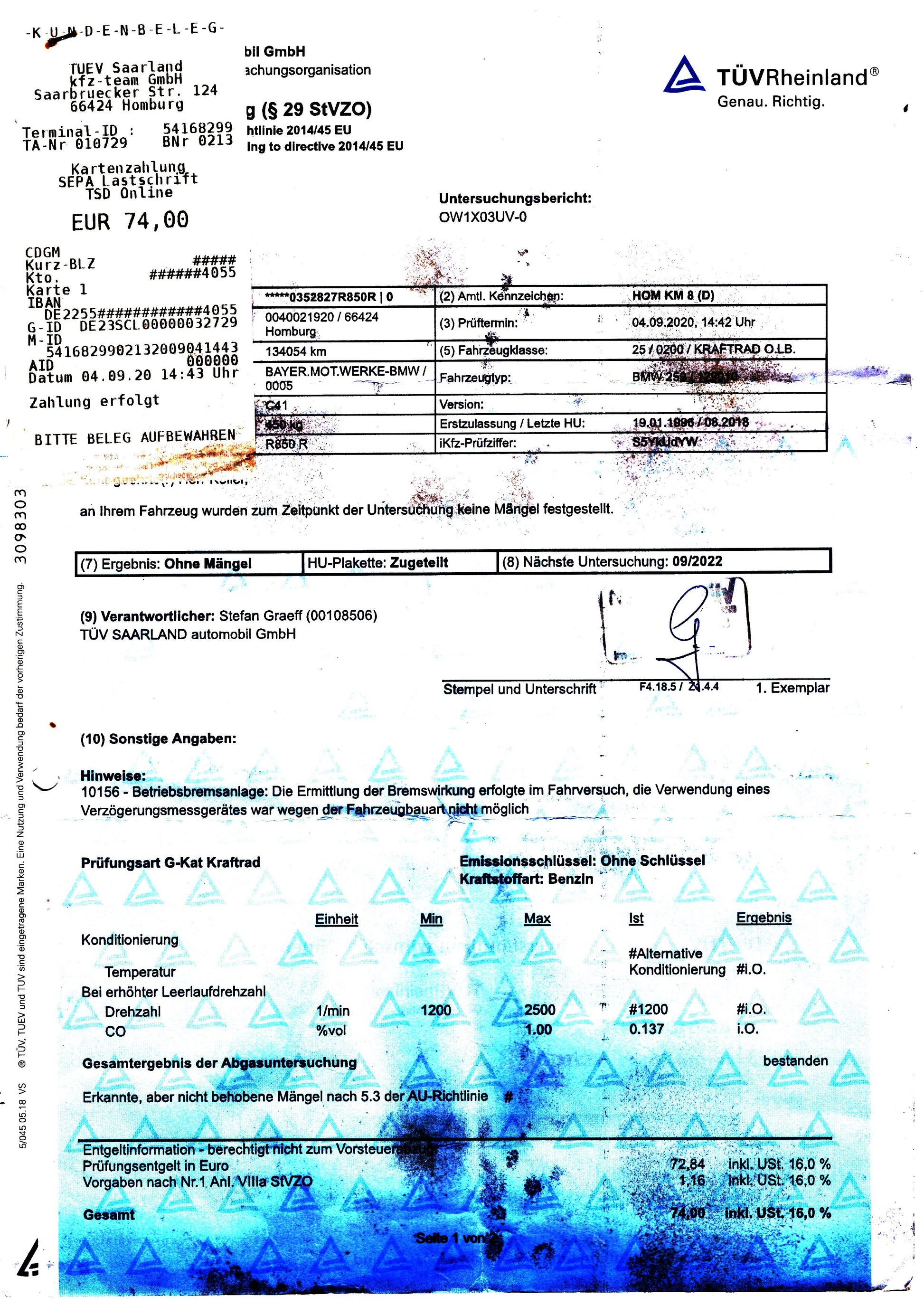 Hauptrahmen Rahmen BMW R 850 R 259R 94-02  BMW   