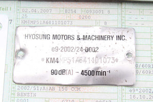 Rahmen Typenschild mit Papiere Hyosung GT 650 Commet GT650 04-07  Hyosung   