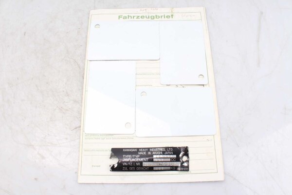 Frame identification plate with papers Kawasaki GTR 1000 ZGT00A 86-95