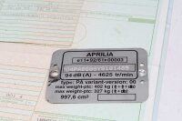 Typskylt tyska papper utan ram Aprilia SL 1000 Falco ZD4PA 99-04