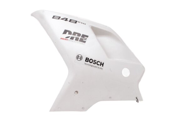 Front left side fairing, racing fairing, white Ducati 848 848 Evo 13-13