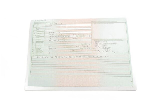 Type plate documents Ducati Monster Dark ZDM300AA 98-01