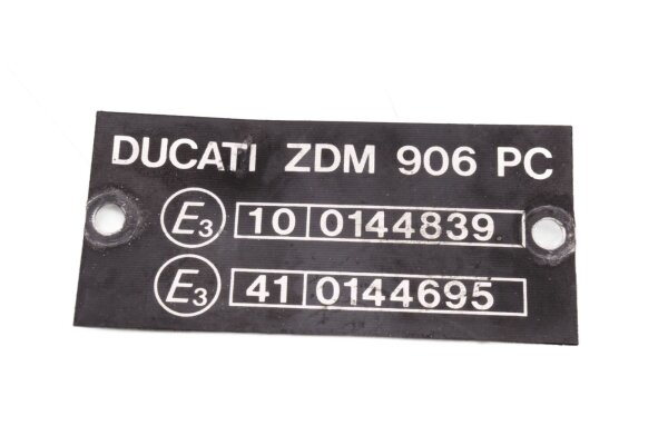 Targa del telaio, targa del tipo di corno, numero di telaio Ducati 906 Paso ZDM906 89-92