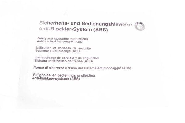 ABS Handleiding Veiligheidsinstructies Bediening BMW K 1100 RS K589 0522 92-96