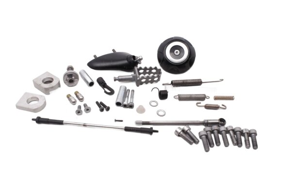 Screw set, spring, footrest pedals, spacers, Triumph Triumph universell