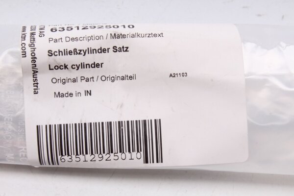Lock cylinder set for case system 63512925010 KTM Adventure 1190 1190/13 13-16