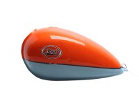 Brændstoftank malet orangeblå, benzintank...