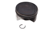 Piston with piston rings, retaining ring, cylinder bore...