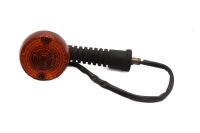 Front left turn signal, round orange housing, rubber base...
