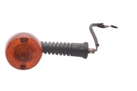 Rear left turn signal, round orange, black housing...