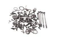Screw set, engine remnants, shafts, locking plates...