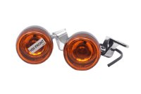 Front turn signals, round, orange, black, chrome set...