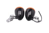 Front turn signals, round, orange, black, chrome set...