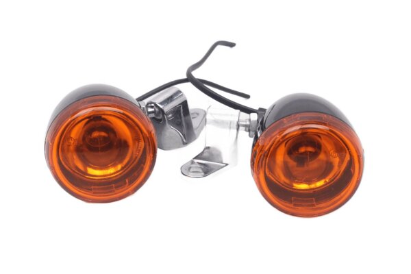 Blinkerpaar orange Gehäuse schwarz chrom Halter Harley-Davidson universell