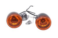 Par orange blinklys, sort forkromet hus, holder...