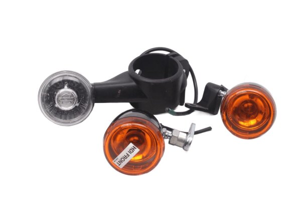 Blinkersats, svart hölje, orange lins, montering Harley-Davidson universell