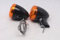 LED turn signal set left right round black orange Harley-Davidson universell