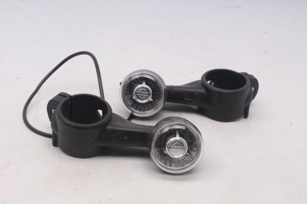 Clignotants (paire), fixation guidon, noirs, ronds, gauche, droit Harley-Davidson universell