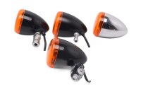 Turn signal set, orange housing, black chrome, left...