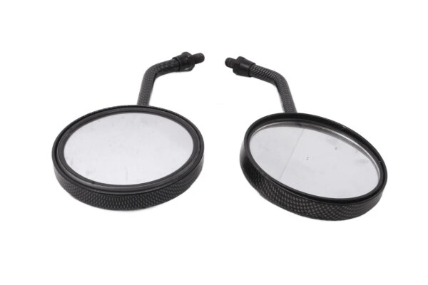 Set di specchietti rotondi, effetto carbonio, sinistro e destro, per manubrio. Motorrad Zubehör universell