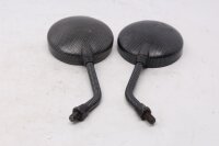 Set di specchietti rotondi, effetto carbonio, sinistro e destro, per manubrio. Motorrad Zubehör universell