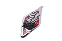 Embleem, tanklogo, decoratief logo, chroomrode letters Harley-Davidson universell