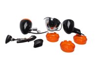 Blinkersset, orange glas, krom, svart, universal...
