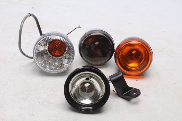Universal round LED indicator set, tinted orange, clear Harley-Davidson universell