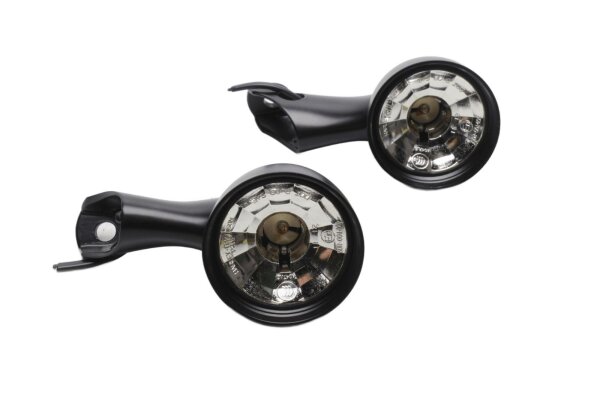 Blinkerpaar schwarz Halterung universal Rundglas Set Harley-Davidson universell