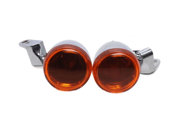 Chrom Blinker Set orange Linse klassisch universal Harley-Davidson universell