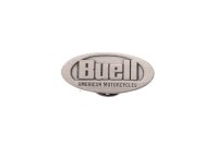 Insignia de pin Buell negra plateada ovalada con logo...