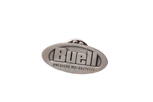 Nålmärke märklogotyp emblem svart silver oval Buell universell