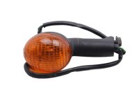 Rear left turn signal, round orange, black housing Gilera...