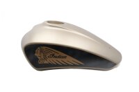 Fuel tank, gasoline tank, gold decor, black Indian Scout...