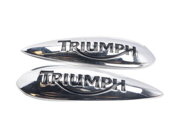 Emblema del tanque, logotipo del tanque, letras, emblema, cromo, izquierda Triumph Thunderbird 1600 10-10