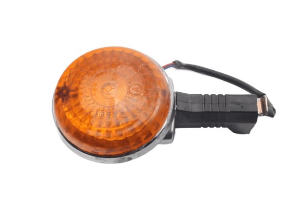Clignotant avant gauche, rond, orange, boîtier chromé Moto Guzzi California III VW 87-93