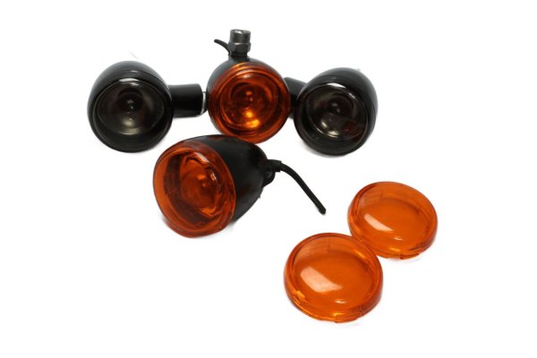 Ensemble de clignotants, boîtier noir teinté orange Harley-Davidson universell