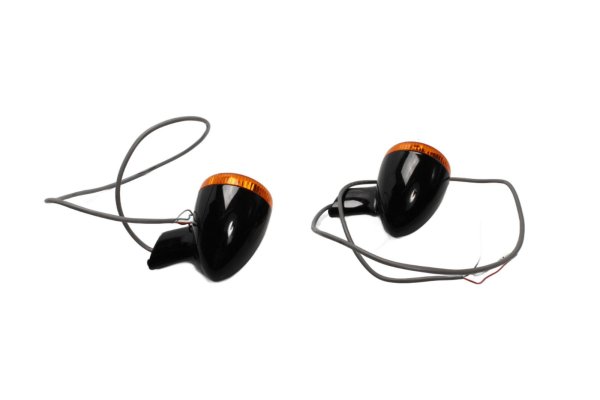 Ensemble de clignotants, boîtier noir et orange, faisceau de câbles gauche Harley-Davidson universell