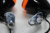 Paire de clignotants orange, verre noir, boîtier gauche et droit Harley-Davidson universell