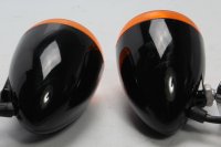 Paire de clignotants orange, verre noir, boîtier gauche et droit Harley-Davidson universell