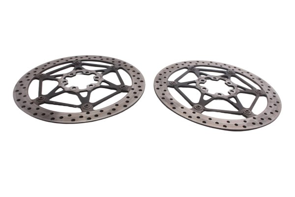 Discos de freno delanteros, izquierdo y derecho, perforados a 6 mm. Moto Guzzi Breva V 1100 LP 04-07