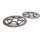 Discos de freno delanteros, izquierdo y derecho, perforados a 6 mm. Moto Guzzi Breva V 1100 LP 04-07
