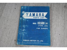 Teileliste Katalog englisch Yamaha XS 500 1H2 76-86