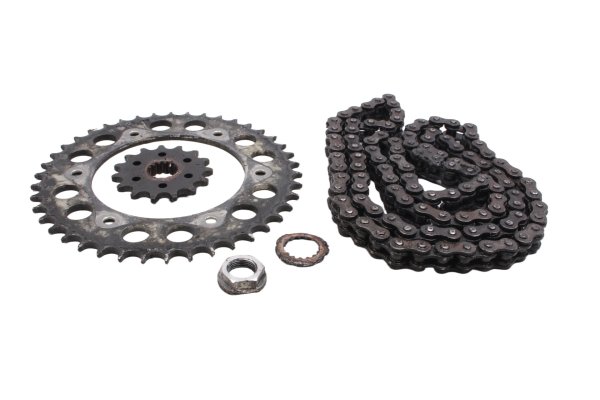 Kit transmisión cadena piñón corona tuerca arandela KTM 640 LC4 DUKE 2 DK2 99-07